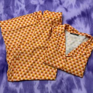 Threadbare orange and yellow retro patterned pajama set